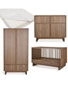 Kyo babykamer: bed 70 x 140 cm + matras + commode + kledingkast