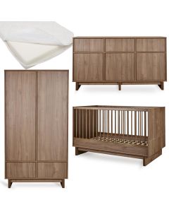 Kyo babykamer: bed 70 x 140 cm + matras + commode XL + kledingkast