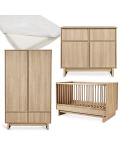 Kyo babykamer: bed 70 x 140 cm + matras + commode + kledingkast