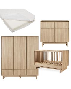 Kyo babykamer: bed 70 x 140 cm + matras + commode + kledingkast XL