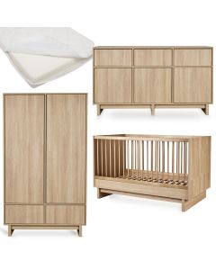 Kyo babykamer: bed 70 x 140 cm + matras + commode XL + kledingkast