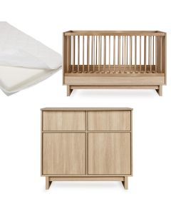 Kyo babykamer: bed 70 x 140 cm + matras + commode