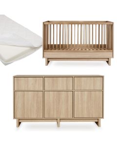 Kyo babykamer: bed 70 x 140 cm + matras + commode XL