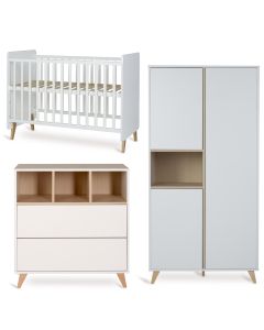 Loft babykamer: bed 60 x 120 cm + commode + kledingkast 3 deuren