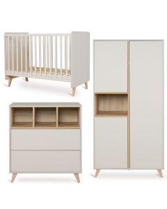 Loft babykamer: bed 60 x 120 cm + commode + kledingkast 3 deuren