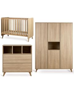 Loft babykamer: bed 60 x 120 cm + commode + kledingkast XL 4 deuren