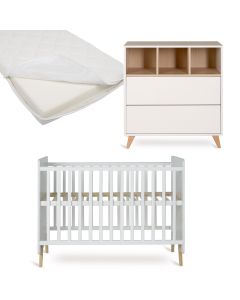 Loft babykamer: bed 60 x 120 cm + matras + commode