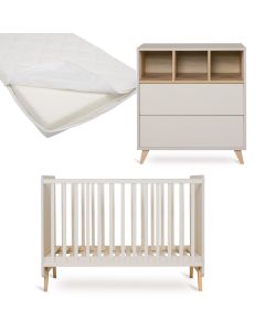 Loft babykamer: bed 60 x 120 cm + matras + commode