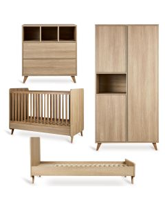 Loft babykamer: bed 70 x 140 cm commode + kledingkast 3 deuren + Junior kit