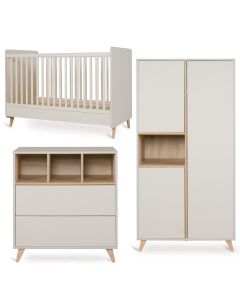 Loft babykamer: bed 70 x 140 cm + commode + kledingkast 3 deuren