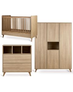 Loft babykamer: bed 70 x 140 cm + commode + kledingkast XL 4 deuren