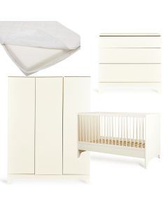 Tsugi babykamer: bed 70 x 140 cm + matras + commode + kledingkast XL