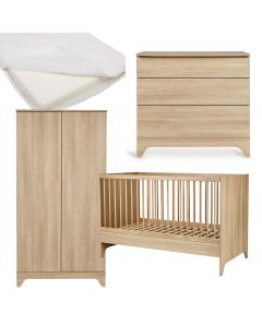 Tsugi babykamer: bed 70 x 140 cm + matras + commode + kledingkast