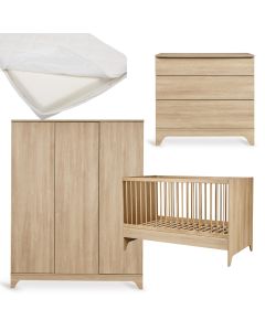 Tsugi babykamer: bed 70 x 140 cm + matras + commode + kledingkast XL