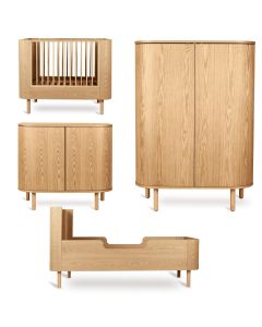 Yume babykamer: bed 70 x 110 cm + commode + kledingkast ronde deuren + Junior kit