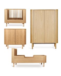 Yume babykamer: bed 70 x 110 cm + commode + kledingkast vlakke deuren + Junior kit