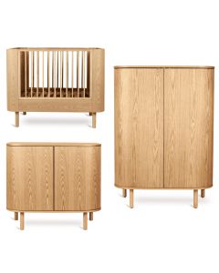 Yume babykamer: bed 70 x 110 cm + commode + kledingkast ronde deuren