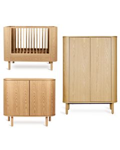 Yume babykamer: bed 70 x 110 cm + commode + kledingkast vlakke deuren