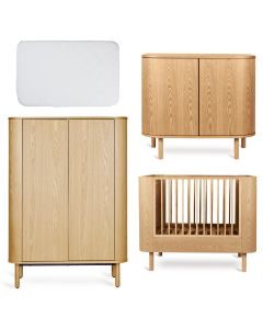 Yume babykamer: bed 70 x 110 cm + matras + commode + kledingkast vlakke deuren