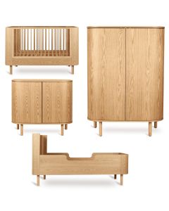 Yume babykamer: bed 70 x 140 cm + commode + kledingkast ronde deuren + Junior kit