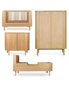 Yume babykamer: bed 70 x 140 cm + commode + kledingkast vlakke deuren + Junior kit