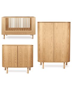 Yume babykamer: bed 70 x 140 cm + commode + kledingkast ronde deuren