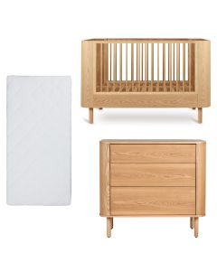Yume babykamer: bed 70 x 140 cm + matras + commode 3 lades