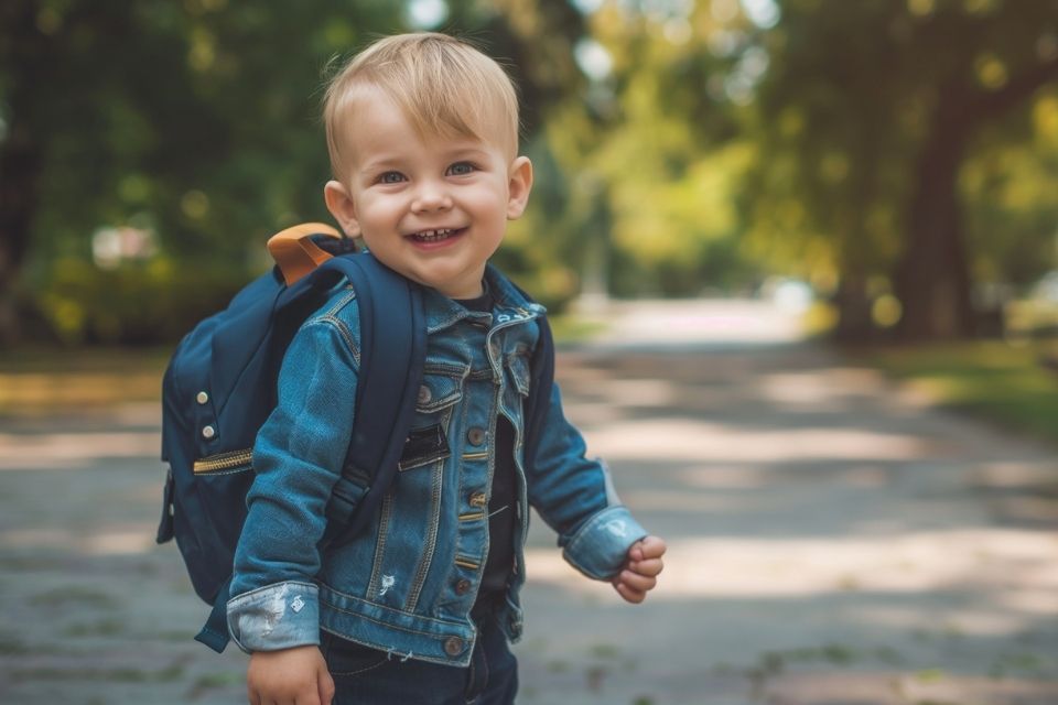 Kindje naar de kinderopvang